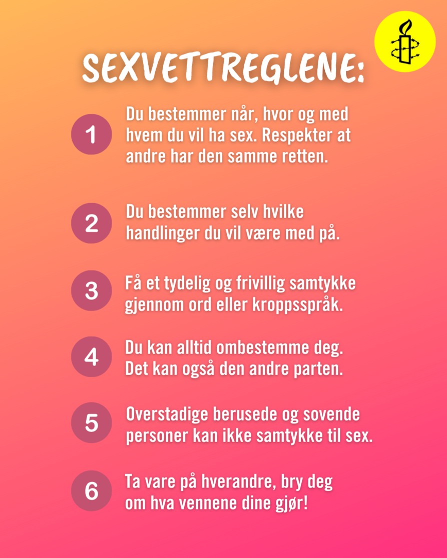 Sexvettreglene er en påminnelse av hva som er viktig å tenke på når man vil ha sex